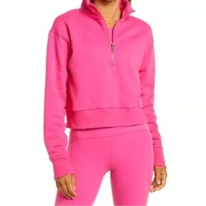 Vibrant Pink Boxy Crop Sweatshirt